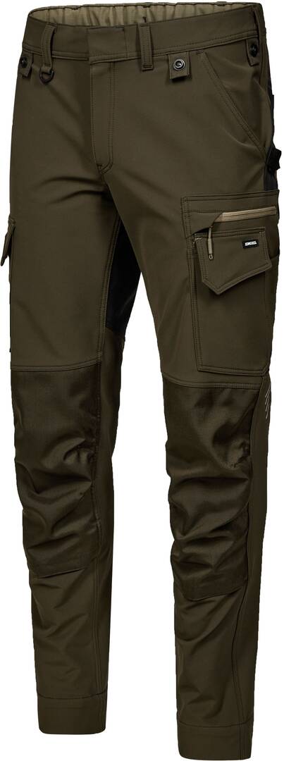 Pantalon stretch entire kaki/noir 36