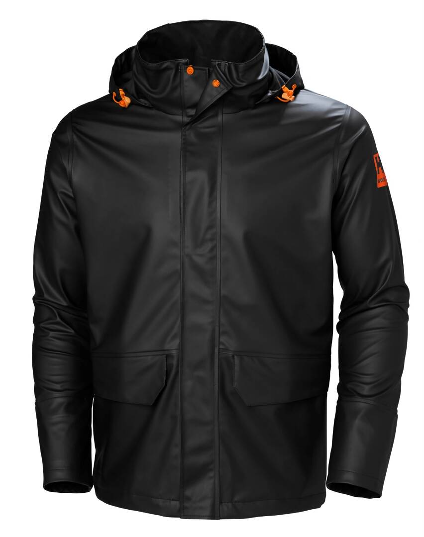 Veste pluie pu gale noir L