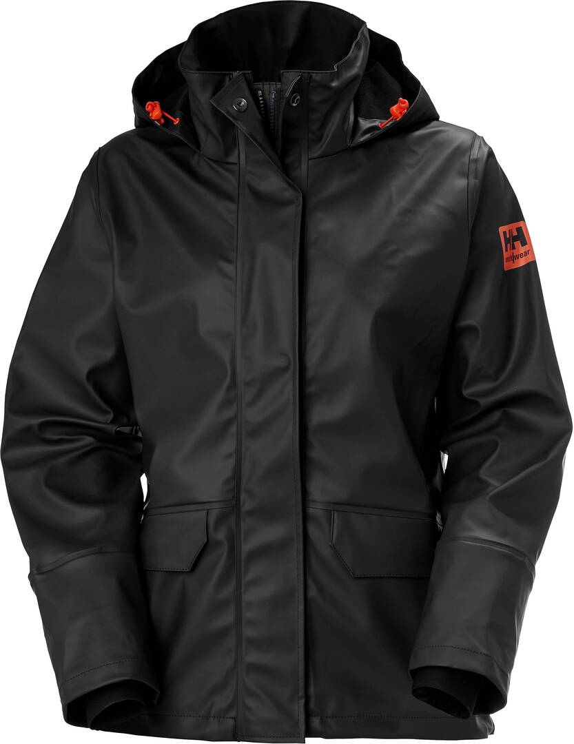 Veste pluie pu gale dame noir L