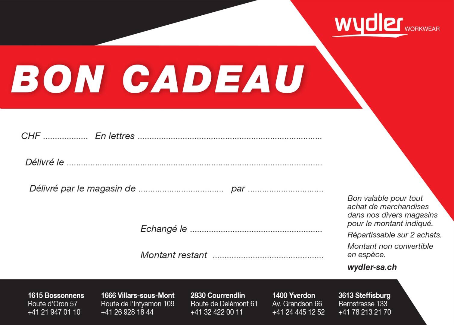 Bon cadeau Wydler (promo 10%)